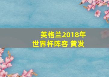 英格兰2018年世界杯阵容 黄发